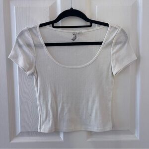 White Scoop Neck Women's Top